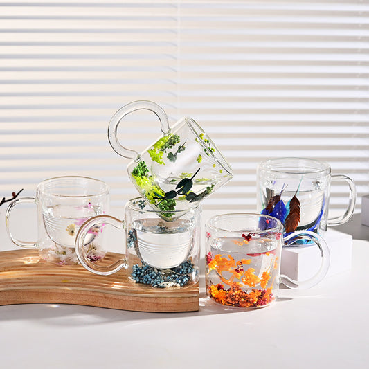 Glas Kopp med Blommotiv